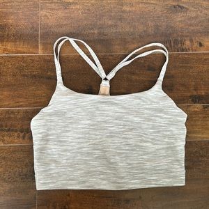 Outdoor Voices Heather Grey Long Line Sports Bra Double Strap Women Size L Large